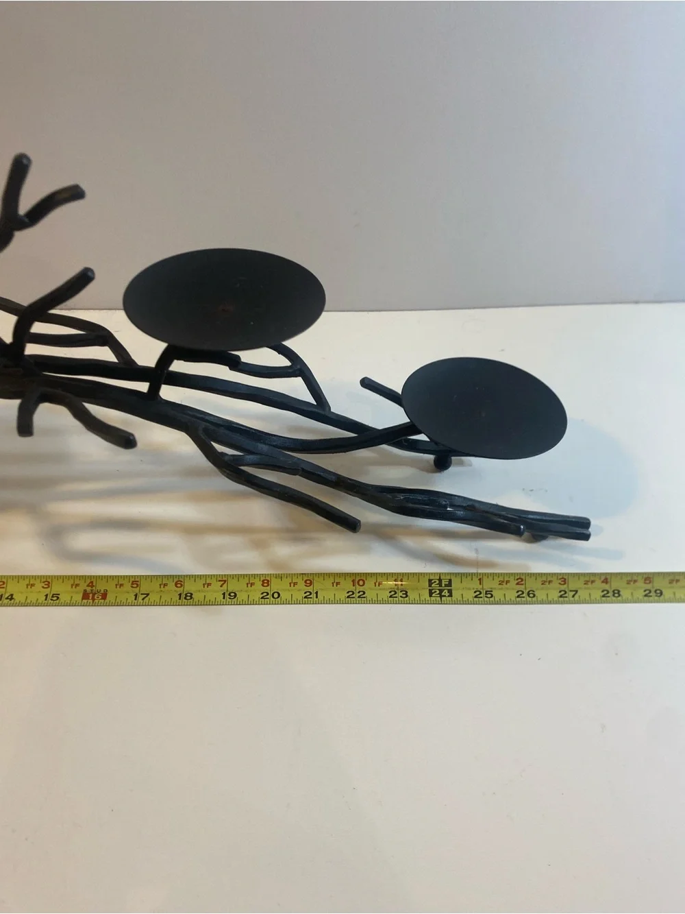 Vintage 5 Candle Black Cast Metal Tree Branch Table Centerpiece Candleholder